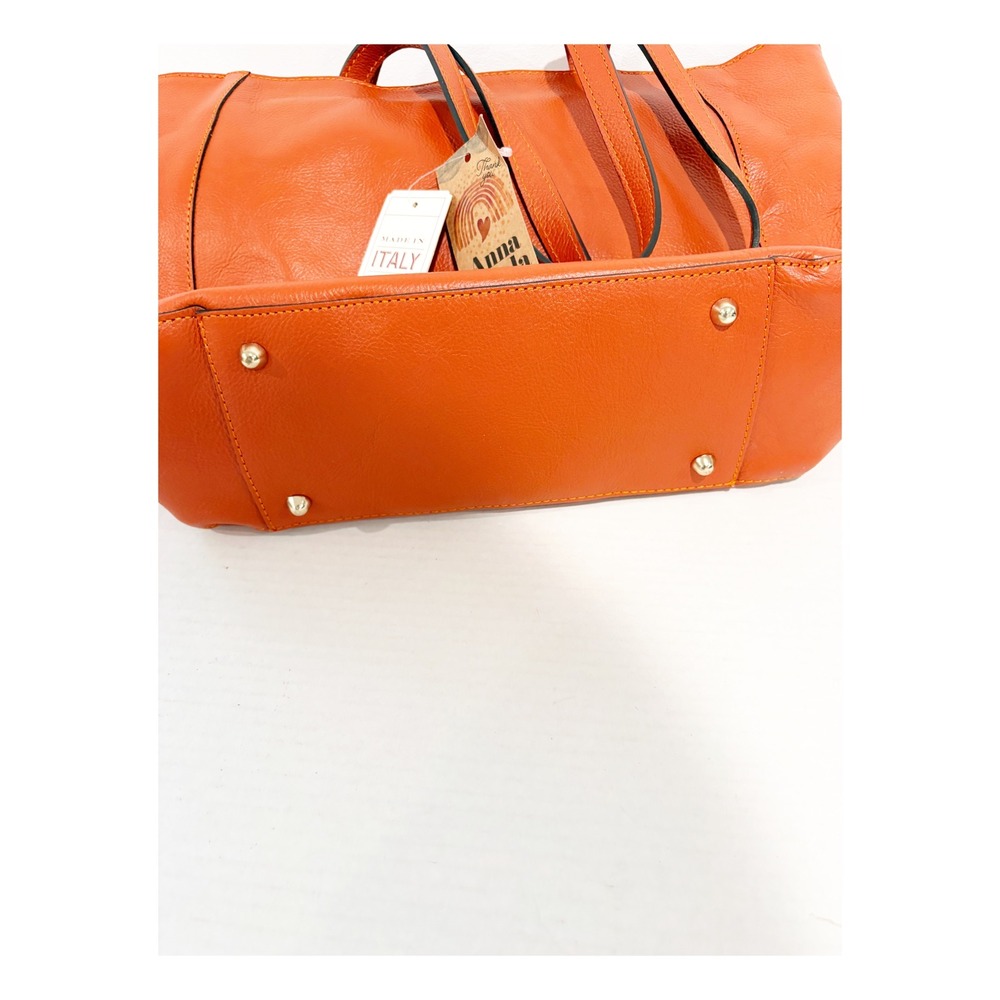 Anna Paola Monique Orange Leather Tote Bag‎ Made in Italy New - Picture 5 of 7